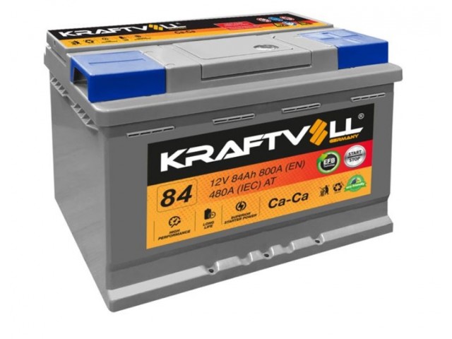 Kraftvoll 12V 84Ah 800CCA Start-Stop EFB Sulu Akü